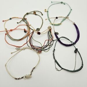 Pura Vida Adjustable Rope Bracelet Lot of 8 Beaded Purple Blue